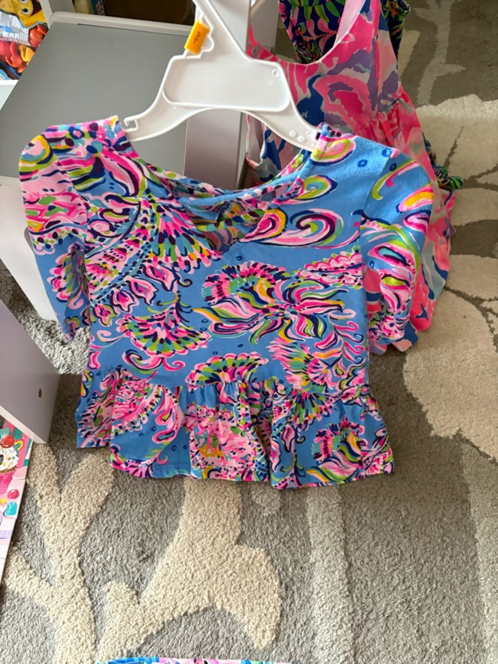 Lilly Pulitzer Toddler Girls Vibrant Pink & Blue Printed Sundress (5) - Picture 3 of 10